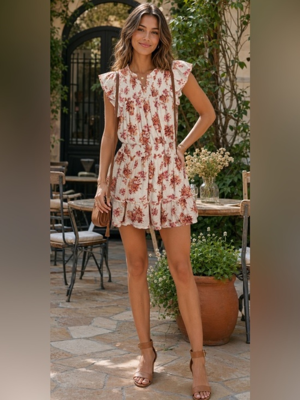 Floral Smocked Waist Mini Dress
